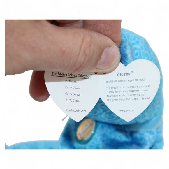 Ty Classy The Peoples Beanie Baby Bear Plush 8.5" Blue Collectible Stuffed Anima - Picture 9 of 9